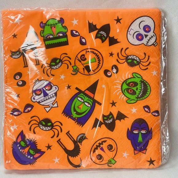 Monster Mash Halloween 16 Lunch Napkins 3-Ply Vintage 13” Design Ware - Picture 2 of 10